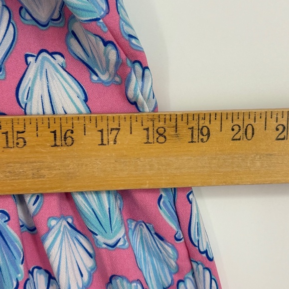 Simply Southern Womens XL Sleeveless Dress Pink Blue Sea Shell Print Ruffled - Picture 8 of 9